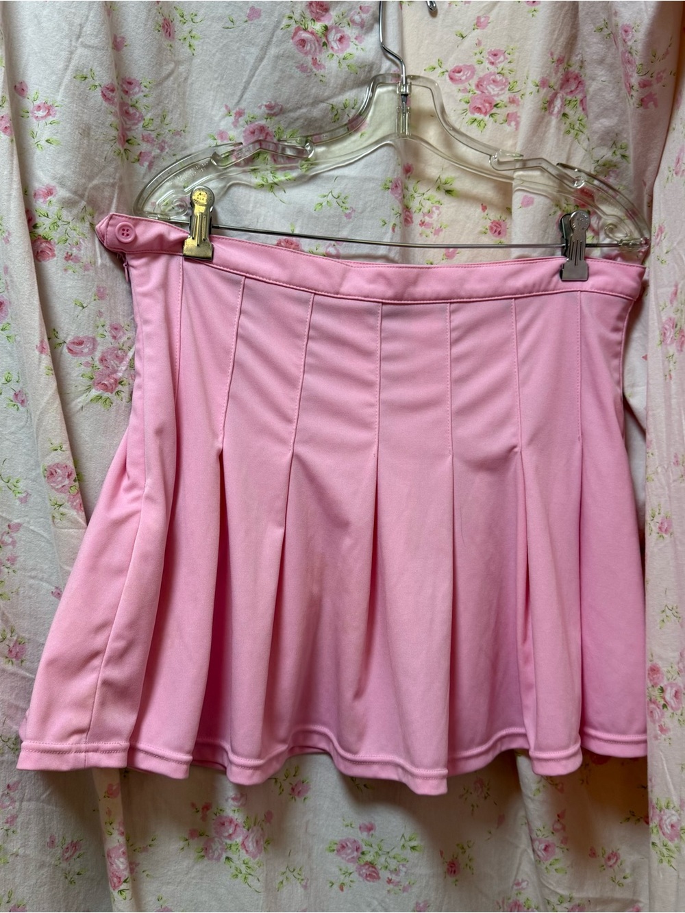 Pink Pleated Mini Skirt